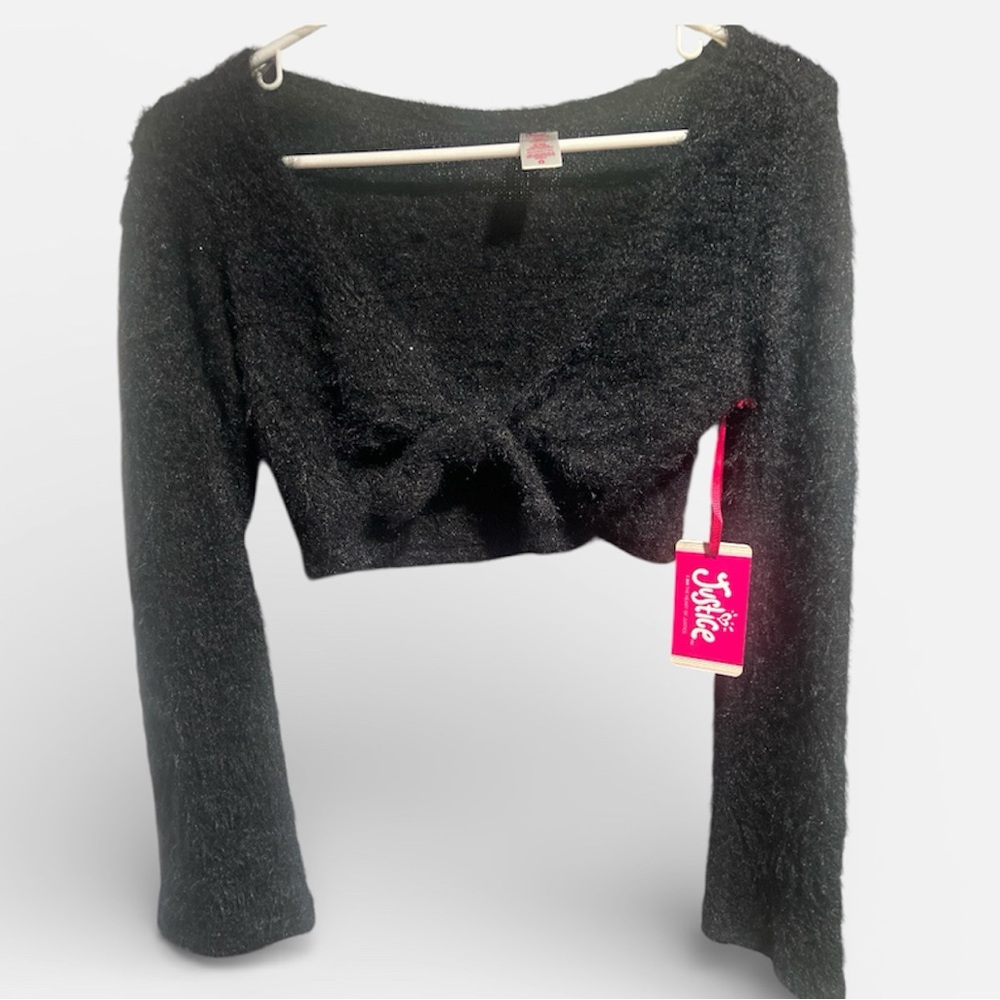 Justice Black Fuzzy Knit Top